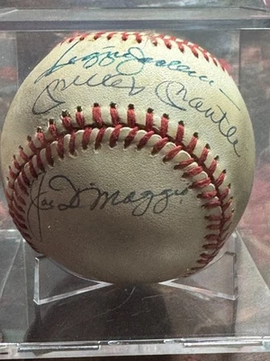 Rawlings Mickey Mantle Joe DiMaggio Reggie Jackson 3x Autographed Baseball JSA - Image 1 of 4
