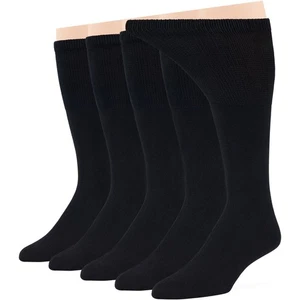 Lot de 5 chaussettes mi-mollet extra larges homme coton diabétique L-XL noir marron gris kaki - Photo 1/28