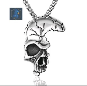 Phantom Skull Pendant Necklace 24" Box Chain Biker Punk Gothic Jewelry - Bild 1 von 8
