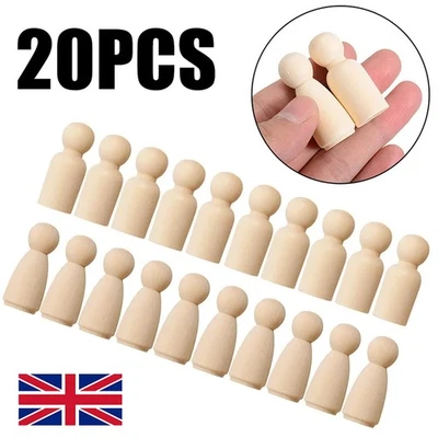 20pcs Wood Peg Doll Little People Baby Kids Wooden Dolls DIY Male Female 35MM U - Image 1 of 4