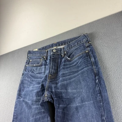 Pantalones de mezclilla J Crew para hombre 34x32* azul japonés Kaihara bigote oscuro atlético cónico Foto 1 de 4