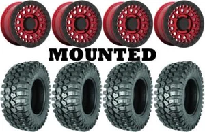 Kit 4 DragonFire Racing 4Peak 32x10-15 on Black Rhino Parker Beadlock Red VIK - Picture 1 of 5