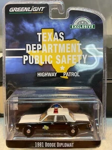 1/64 GREENLIGHT TEXAS DEPARTMENT PUBIC SAFTY 1981 DODGE DIPLOMAT HIGHWAY PATROL - Picture 1 of 2