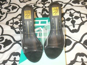 FRH Mandy Damen-High-Heels transparent – Größe 8M schwarzer Wildlederbesatz – neu mit Karton - Bild 1 von 5