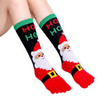 Women Five Finger Toe Socks Long Funny Santas Girl Hosiery Xmas Leg Warmers 