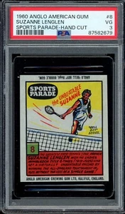 1960 SUZANNE LENGLEN ANGLO AMERICAN GUM SPORTS PARADE HAND-CUT #8 (PSA 3) TENNIS - Picture 1 of 2