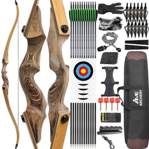 60" Recurvebogen Set Jagdbogen 20-60lbs Takedown Bogenschießen Pfeil Jagd RH LH - Picture 1 of 12