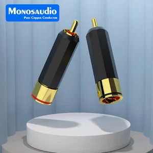 2PCS/4PCS HIFI OFC RCA Plugs 4N Red Pure Copper Screws Locking Audio Connectors - Picture 1 of 16