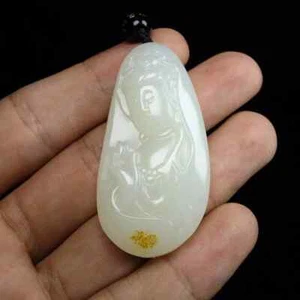 Hetian Se Guanyin Anhänger weiße Jade Anhänger Herren und Damen Jade Halskette - Bild 1 von 5
