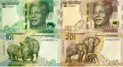 South Africa Set 2 Pcs 10 20 Rand 2023 P 148 149 New Family Design UNC - Image 1 of 3