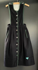 Kinder Trachten Träger-Dirndl ärmellos dunkelblau grün ca.  Gr. 128 - Bild 1 von 3