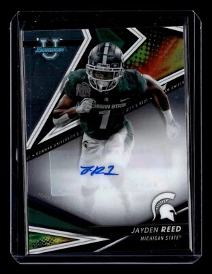 Jayden Reed 2022-23 BOWMAN'S BEST UNIVERSITY ROOKIE AUTO GREEN BAY PACKERS - Image 1 of 2