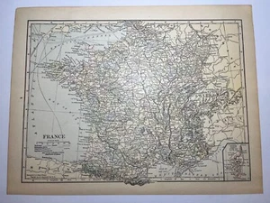 1921 FRANCE Map Very Detailed from the 1921 New Reference Atlas SEE DESCRIPTION - Picture 1 of 2