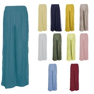 Womens Italian Lagenlook Quirky Layer 100% Silk Puffball Palazzo Trousers Pants - Picture 1 of 26