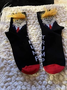 Unisex Americana Donald Trump Orange Hair Navy Red Funny Socks Long Crew Socks - Picture 1 of 8