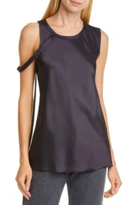 NWT HELMUT LANG Viscose Satin Harness Shoulder Ink Tank Top Sz S $450 - Picture 1 of 6