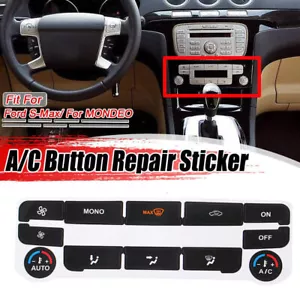 For Ford S-Max Mondeo AC Dash Button Repair Kit Decal Sticker Replacement Black - Picture 1 of 8