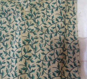 2 yds x 44 Vintage CALICO Cotton Fabric 2 Tone Green swirling leaves Floral lite - Picture 1 of 4