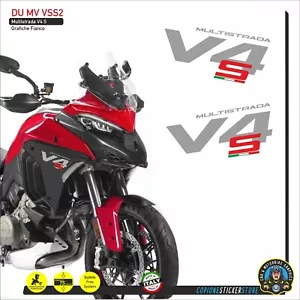 2 ADESIVI DUCATI MULTISTRADA V4S 2025 FIANCHETTI LATERALI ARGENTO RED DU MV VSS2 - Picture 1 of 1