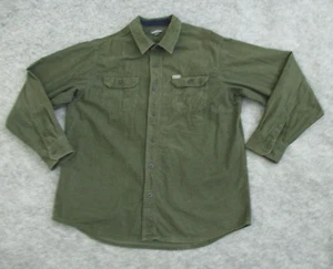 Eddie Bauer Button Shirt Mens L Large Collar Cotton Bedford Cord Green Pockets - Picture 1 of 12