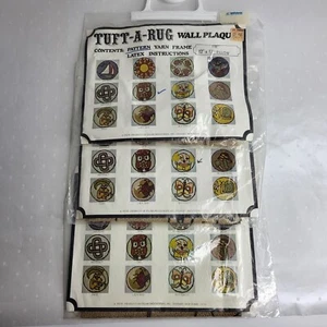 3 Vintage NOS Tuft-A-Rug Patterns 2 Clown 1 Owl Sealed Pillow or Wall Hanging - Picture 1 of 8