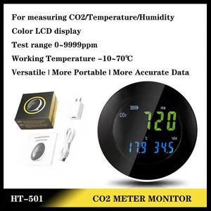 HT-501 Medidor de CO2 Monitor Monitor de Calidad del Aire Analizador de Temperatura - Imagen 1 de 6