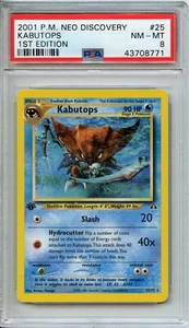 2001 Pokémon Neo Discovery KABUTOPS 1ST Edition #25 PSA 8 - Picture 1 of 2
