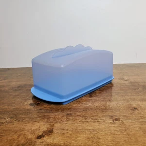 Vintage Tupperware Cheese Butter Keeper #3672 Blue Large Impressions - Picture 1 of 9