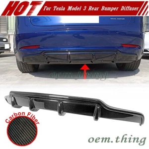 2017-2023 Fit For Tesla Model 3 4D fastback V Rear Bumper Diffuser Real Carbon - Picture 1 of 7