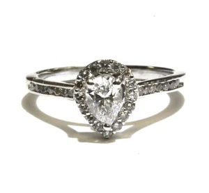GIA 14k white gold .91ct VS1 D pear diamond halo engagement ring 3.2g Natural 7 - Picture 1 of 12