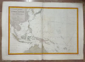 PACIFIC EAST ASIA AUSTRALIA 1845 (1887) VERY LARGE ANTIQUE SEA CHART - Picture 1 of 14
