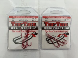 TruTurn Hooks 868 X-Long Red Size #4 - Qty 5 Handy Pack x 2 Packs = 10 Hooks - Picture 1 of 1