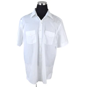 Brooks Brothers NetJets Mens Shirt 17.5 White Short Sleeve Supima Cotton 02 - Picture 1 of 7