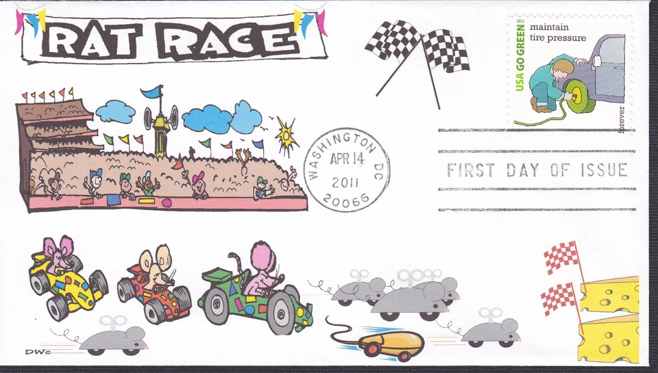 NDY  500  RAT RACE    MICE  MOUSE   RACE CARS       FDC- DWc  CACHET - Image 1 of 1
