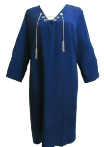 Etuikleid Damen Gr. 16 Marineblau mit goldfarbenen Ösen Kette Quasten Be By Chetta B - Bild 1 von 6