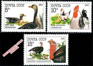 Russland / Udssr 1990 Bauernhof Vögel / Geflügel MNH Huhn, Gänse - Bild 1 von 1
