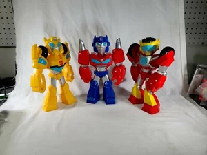 Transformers Rescue Bots 10" Mega Mighties Optimus Prime, Bumble Bee, & Hot Shot - Picture 1 of 12