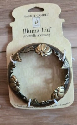 New YANKEE CANDLE Illuma Lid Topper PUMPKINS Goldtone Autumn Fall  - Image 1 of 4