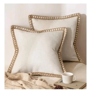 MIULEE 2er Pack dekorative Kissenbezüge, naturweiß, 18 x 18 cm - Bild 1 von 3