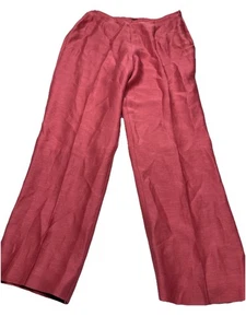SIGRID OLSEN Deep Pink Silk/Linen Flat Front Tapered Leg Pants Size 10 - Picture 1 of 7