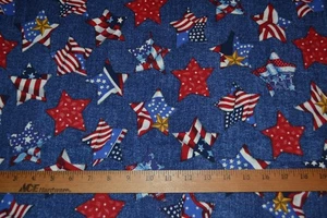 Cotton fabric, American flag star print, 43" x 2.5 yards, preshrunk - Picture 1 of 9