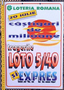 Romania, 2000, Vintage Lottery Draw Advertising Poster - Loto 5/40 & Expres - Picture 1 of 1
