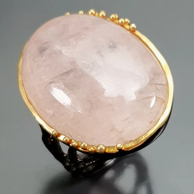 Handmade 50ct+ Natural Morganite Ring 925 Sterling Silver Size 8 /R417915 - Image 1 of 4