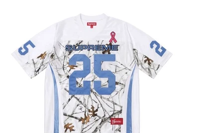 Talla XXL - Camiseta de fútbol americano Supreme Breast Cancer Awareness (blanca) nueva con pegatinas Foto 1 de 4