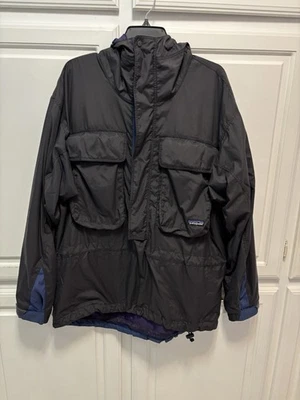 Chaqueta VINTAGE Patagonia Negra SST Pesca con Mosca Vadeo Capucha #85050 Para Hombre Grande Foto 1 de 4