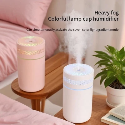 Lámpara colorida taza humidificador con niebla pesada blanca Foto 1 de 4