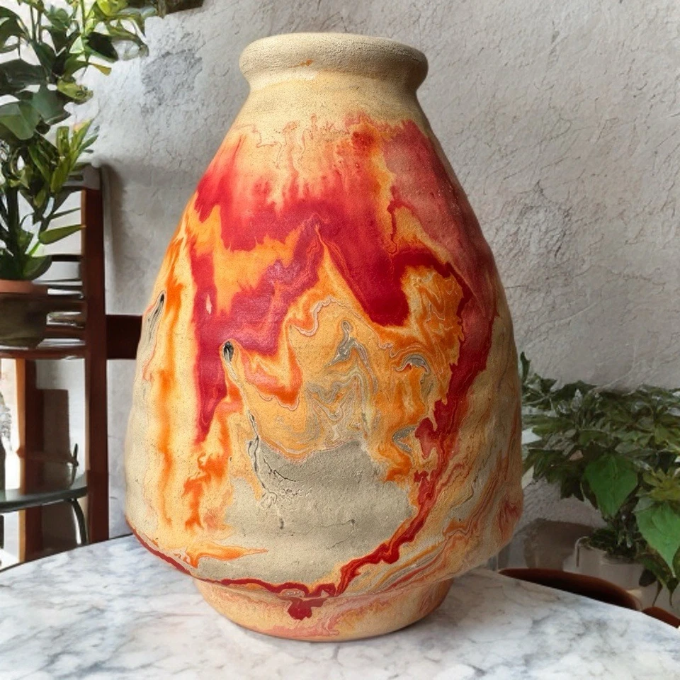 Jarrón de cerámica Nemadji 6,5” llama remolino arcilla nativa decoración suroeste de EE. UU. Foto 1 de 4