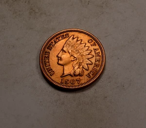 Indian Head Cent Penny 1907 * Auswahl Stempelglanz rot * fast vier Diamanten * XI813 - Bild 1 von 2