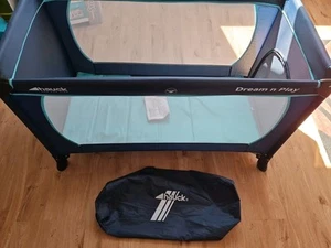 HAUCK KINDERREISEBETT DREAM N PLAY PLUS BABY REISEBETT NEUWERTIG NAVY AQUA - Bild 1 von 7