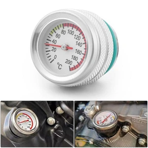 M30x1.5 Oil Temp Temperature Gauge Filler Cap For Motorcycle 0-200Celsius Silver - Picture 1 of 6